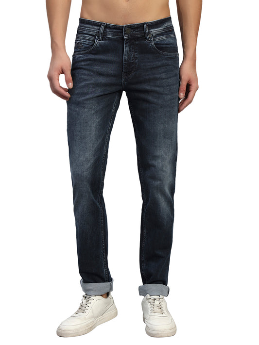 Denim Jeans for Men l Breathable & Soft with Color Fastness Ultra Narrow Fit Cotton Fabric Solid Pattern Button Closure