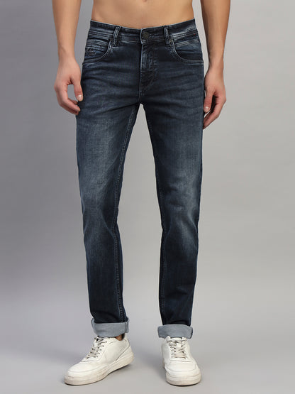 Denim Jeans for Men l Breathable & Soft with Color Fastness Ultra Narrow Fit Cotton Fabric Solid Pattern Button Closure
