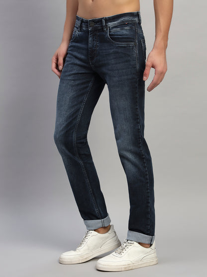 Denim Jeans for Men l Breathable & Soft with Color Fastness Ultra Narrow Fit Cotton Fabric Solid Pattern Button Closure