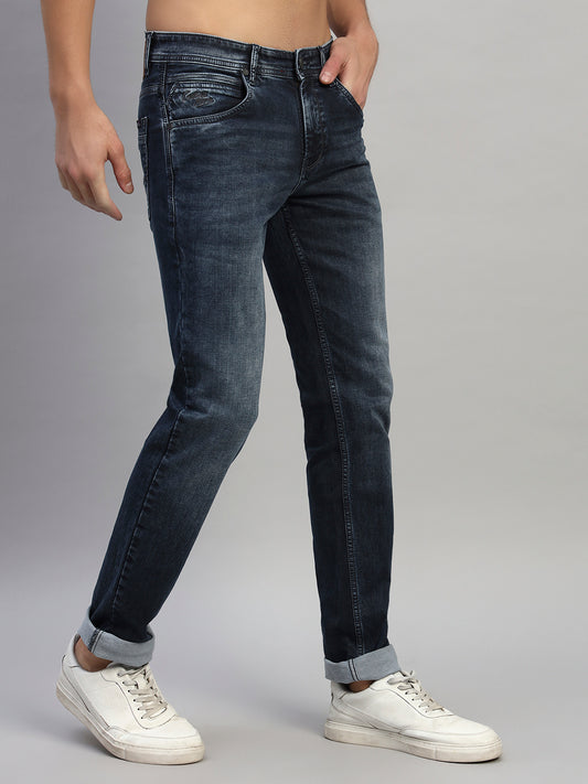Denim Jeans for Men l Breathable & Soft with Color Fastness Ultra Narrow Fit Cotton Fabric Solid Pattern Button Closure
