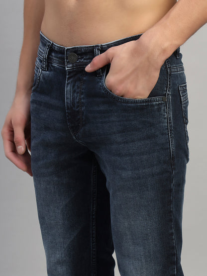 Denim Jeans for Men l Breathable & Soft with Color Fastness Ultra Narrow Fit Cotton Fabric Solid Pattern Button Closure