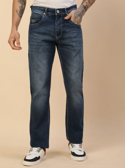 Denim Jeans for Men | Breathable & Soft with Color Fastness Straight Fit Poly Cotton Fabric Solid Pattern Button Closure