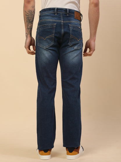 Denim Jeans for Men | Breathable & Soft with Color Fastness Straight Fit Poly Cotton Fabric Solid Pattern Button Closure