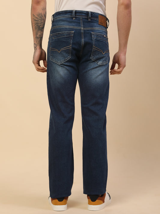 Denim Jeans for Men | Breathable & Soft with Color Fastness Straight Fit Poly Cotton Fabric Solid Pattern Button Closure
