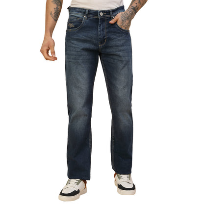 Denim Jeans for Men | Breathable & Soft with Color Fastness Straight Fit Poly Cotton Fabric Solid Pattern Button Closure