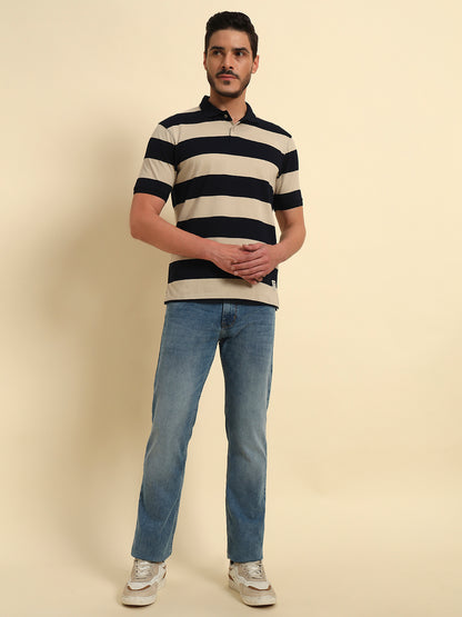 Denim Jeans for Men l Breathable & Soft with Color Fastness Straight Fit Cotton Fabric Solid Pattern Button Closure