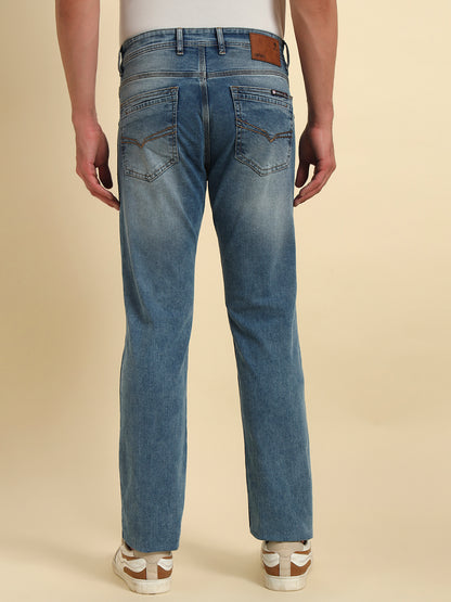 Denim Jeans for Men l Breathable & Soft with Color Fastness Straight Fit Cotton Fabric Solid Pattern Button Closure