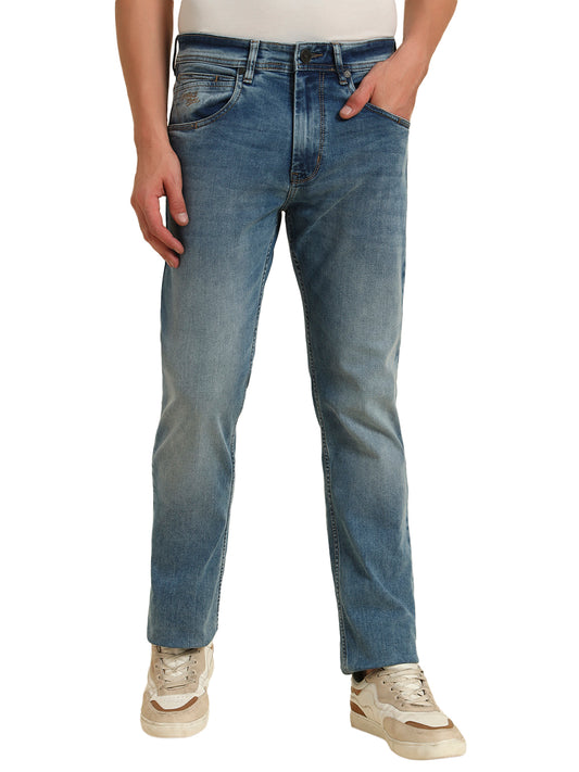 Denim Jeans for Men l Breathable & Soft with Color Fastness Straight Fit Cotton Fabric Solid Pattern Button Closure