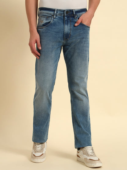 Denim Jeans for Men l Breathable & Soft with Color Fastness Straight Fit Cotton Fabric Solid Pattern Button Closure