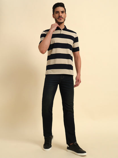 Denim Jeans for Men l Breathable & Soft with Color Fastness Straight Fit Cotton Fabric Solid Pattern Button Closure