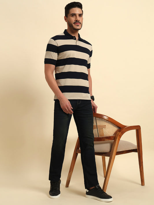 Denim Jeans for Men l Breathable & Soft with Color Fastness Straight Fit Cotton Fabric Solid Pattern Button Closure