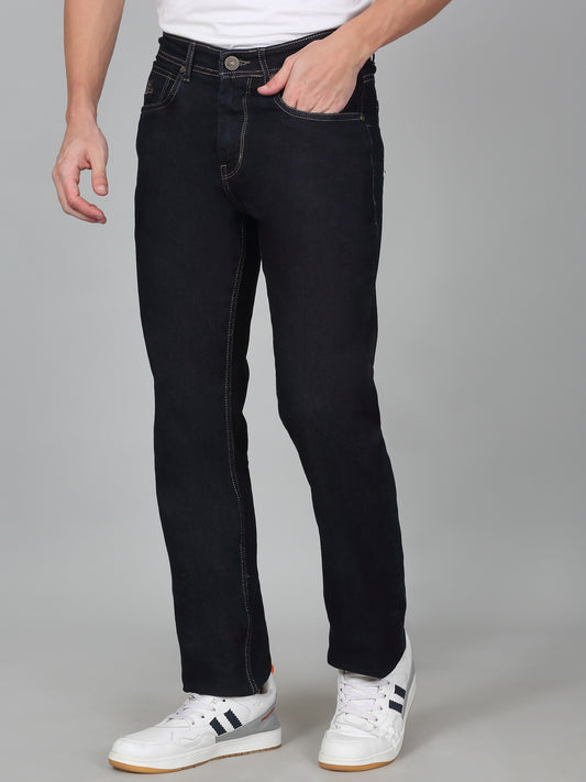 Denim Jeans for Men l Breathable & Soft with Color Fastness Straight Fit Cotton Fabric Solid Pattern Button Closure