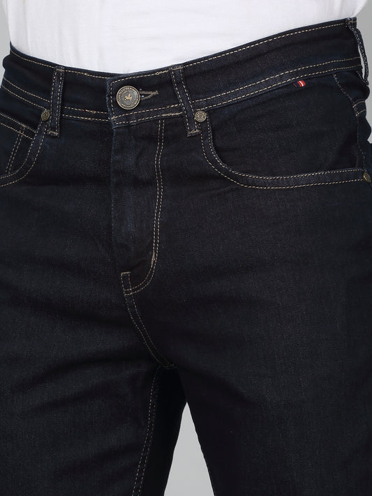 Denim Jeans for Men l Breathable & Soft with Color Fastness Straight Fit Cotton Fabric Solid Pattern Button Closure