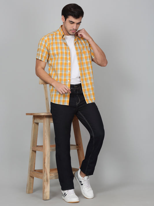 Denim Jeans for Men l Breathable & Soft with Color Fastness Straight Fit Cotton Fabric Solid Pattern Button Closure