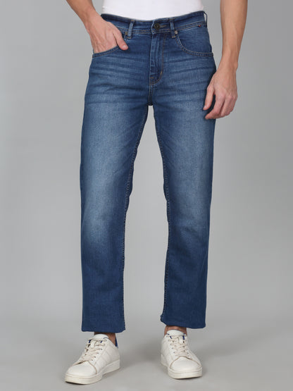 Denim Jeans for Men l Breathable & Soft with Color Fastness Straight Fit Cotton Fabric Solid Pattern Button Closure