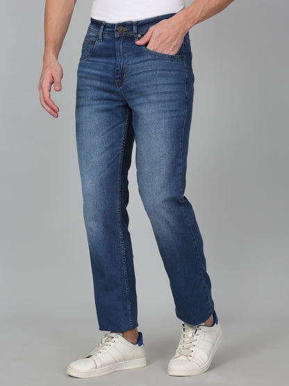 Denim Jeans for Men l Breathable & Soft with Color Fastness Straight Fit Cotton Fabric Solid Pattern Button Closure