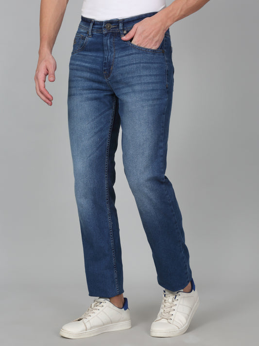 Denim Jeans for Men l Breathable & Soft with Color Fastness Straight Fit Cotton Fabric Solid Pattern Button Closure