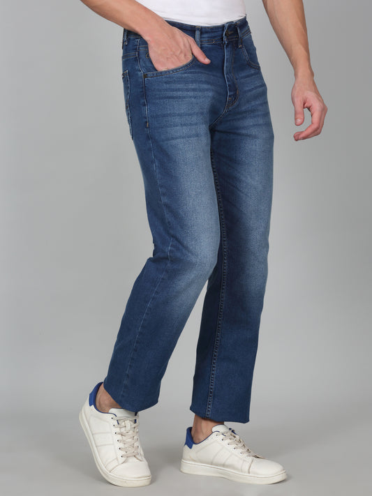 Denim Jeans for Men l Breathable & Soft with Color Fastness Straight Fit Cotton Fabric Solid Pattern Button Closure