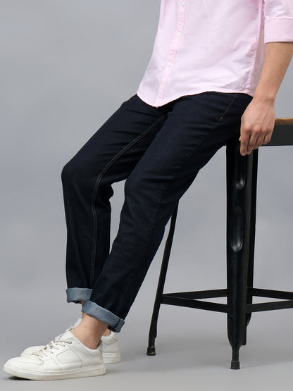 Denim Jeans for Men l Breathable & Soft with Color Fastness Ultra Narrow Fit Cotton Fabric Solid Pattern Button Closure