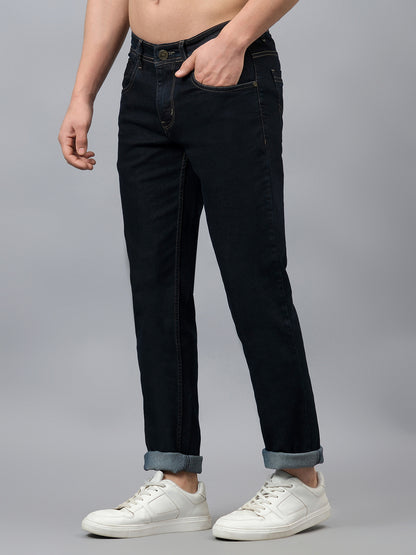 Denim Jeans for Men l Breathable & Soft with Color Fastness Ultra Narrow Fit Cotton Fabric Solid Pattern Button Closure
