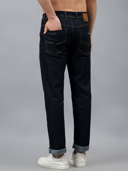 Denim Jeans for Men l Breathable & Soft with Color Fastness Ultra Narrow Fit Cotton Fabric Solid Pattern Button Closure