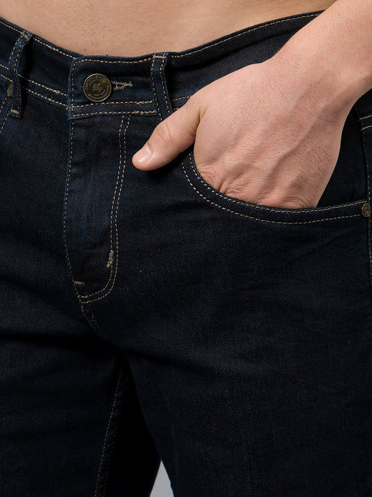 Denim Jeans for Men l Breathable & Soft with Color Fastness Ultra Narrow Fit Cotton Fabric Solid Pattern Button Closure
