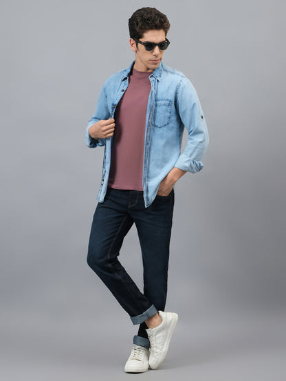Denim Jeans for Men l Breathable & Soft with Color Fastness Ultra Narrow Fit Cotton Fabric Solid Pattern Button Closure