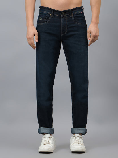 Denim Jeans for Men l Breathable & Soft with Color Fastness Ultra Narrow Fit Cotton Fabric Solid Pattern Button Closure