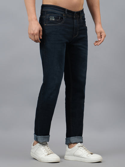 Denim Jeans for Men l Breathable & Soft with Color Fastness Ultra Narrow Fit Cotton Fabric Solid Pattern Button Closure