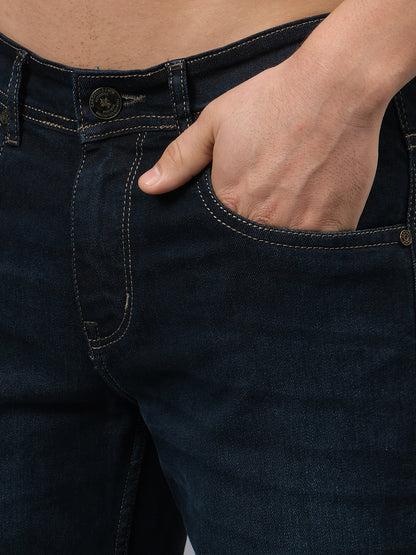 Denim Jeans for Men l Breathable & Soft with Color Fastness Ultra Narrow Fit Cotton Fabric Solid Pattern Button Closure