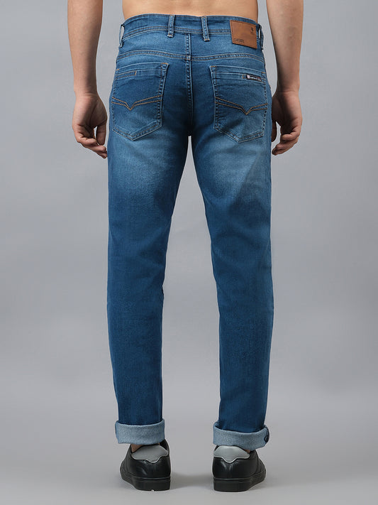 Denim Jeans for Men l Breathable & Soft with Color Fastness Ultra Narrow Fit Cotton Fabric Solid Pattern Button Closure