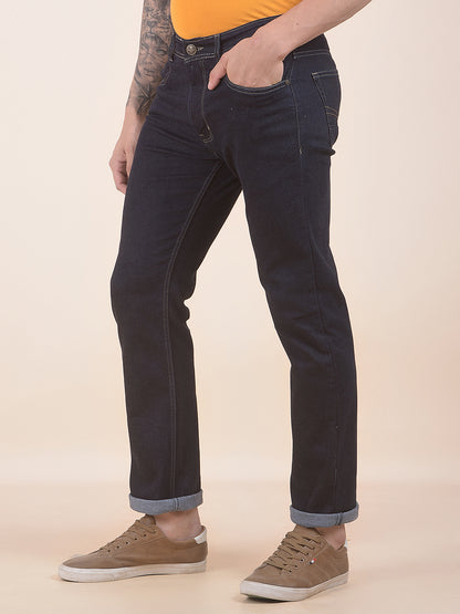 Denim Jeans for Men l Breathable & Soft with Color Fastness Straight Fit Polycotton Fabric Solid Pattern