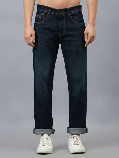 Men's Dark Carbon Blue Straight Fit Casual Denim Jeans