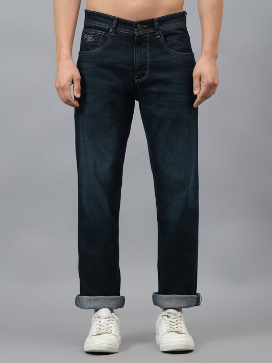 Men's Dark Carbon Blue Straight Fit Casual Denim Jeans