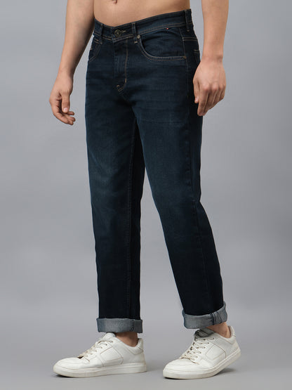 Men's Dark Carbon Blue Straight Fit Casual Denim Jeans