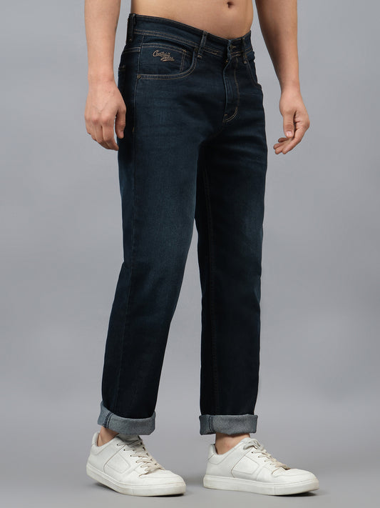 Men's Dark Carbon Blue Straight Fit Casual Denim Jeans