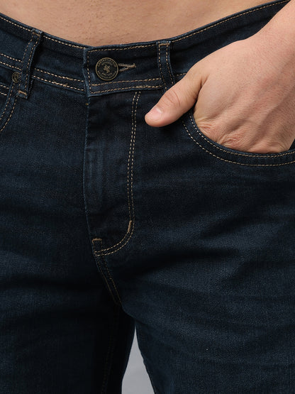 Men's Dark Carbon Blue Straight Fit Casual Denim Jeans