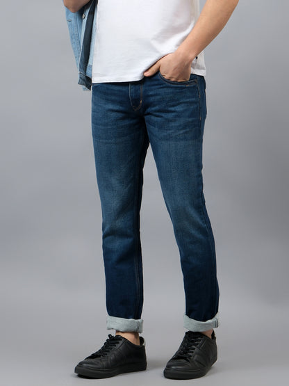 Denim Jeans for Men l Breathable & Soft with Color Fastness Straight Fit Cotton Fabric Solid Pattern Button Closure