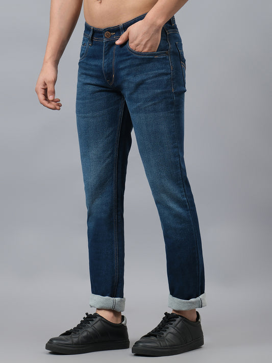 Denim Jeans for Men l Breathable & Soft with Color Fastness Straight Fit Cotton Fabric Solid Pattern Button Closure