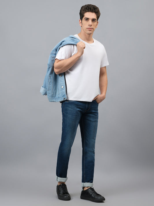 Denim Jeans for Men l Breathable & Soft with Color Fastness Straight Fit Cotton Fabric Solid Pattern Button Closure