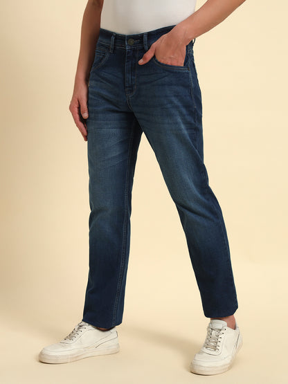 Denim Jeans for Men l Breathable & Soft with Color Fastness Straight Fit Cotton Fabric Solid Pattern Button Closure