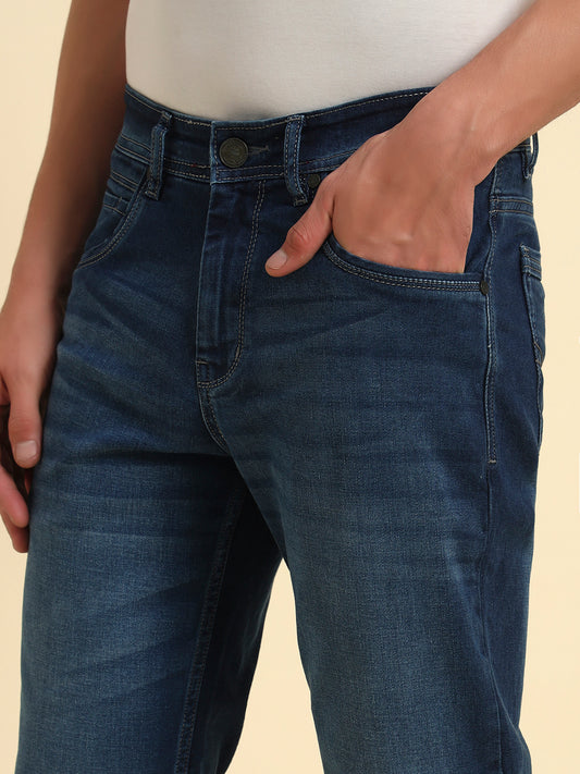 Denim Jeans for Men l Breathable & Soft with Color Fastness Straight Fit Cotton Fabric Solid Pattern Button Closure