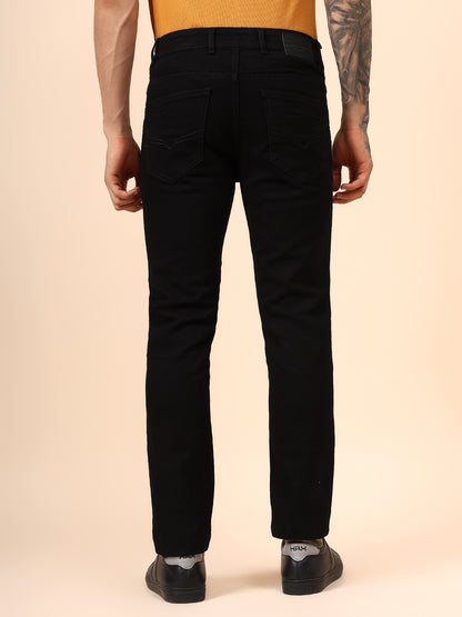 Denim Jeans for Men l Breathable & Soft with Color Fastness Ultra Narrow Fit Cotton Fabric Solid Pattern Button Closure