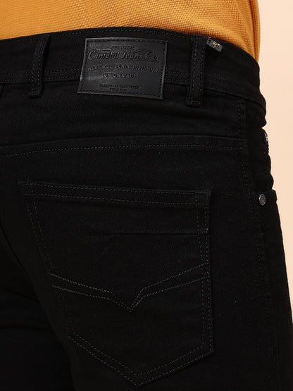 Denim Jeans for Men l Breathable & Soft with Color Fastness Ultra Narrow Fit Cotton Fabric Solid Pattern Button Closure