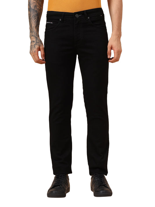 Denim Jeans for Men l Breathable & Soft with Color Fastness Ultra Narrow Fit Cotton Fabric Solid Pattern Button Closure