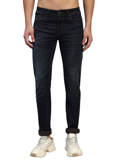 Denim Jeans for Men l Breathable & Soft with Color Fastness Ultra Narrow Fit Cotton Fabric Solid Pattern Button Closure