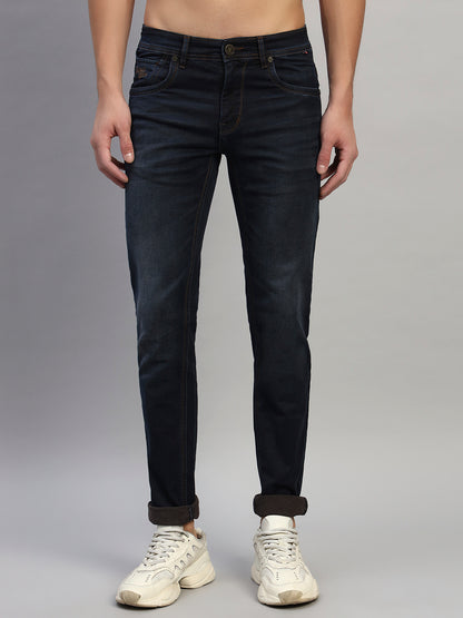 Denim Jeans for Men l Breathable & Soft with Color Fastness Ultra Narrow Fit Cotton Fabric Solid Pattern Button Closure