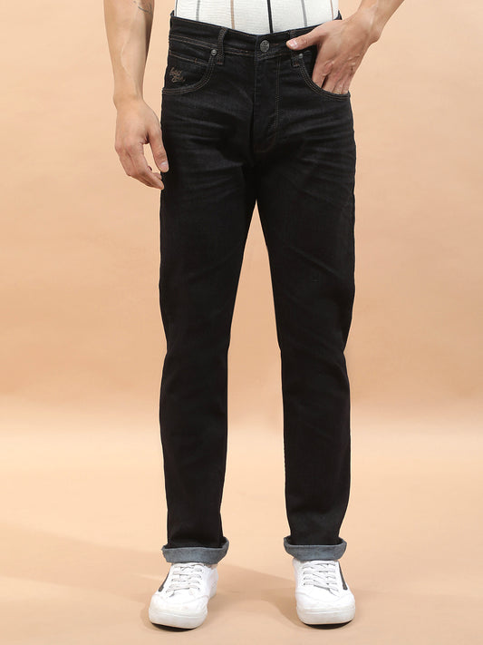 Denim Jeans for Men l Breathable & Soft with Color Fastness Straight Fit Polycotton Fabric Solid Pattern