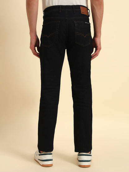 Denim Jeans for Men l Breathable & Soft with Color Fastness Straight Fit Cotton Fabric Solid Pattern Button Closure