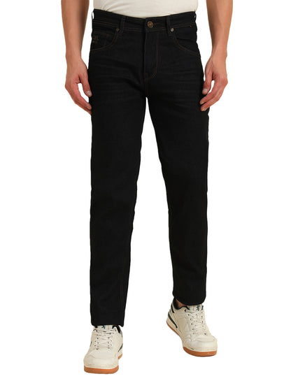 Denim Jeans for Men l Breathable & Soft with Color Fastness Straight Fit Cotton Fabric Solid Pattern Button Closure